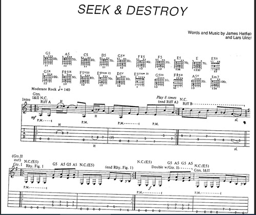 Metallica Kill Em All * Partituras Tablaturas Guitarra