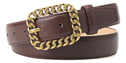 Cinturón De Cuero Con Hebilla Ajustable Para Mujer