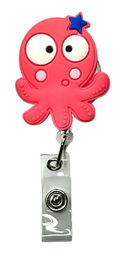 Yoyo Portacredencial Retractil Pulpo Rosado