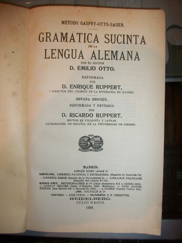 Imagen 2 de 6 de Gramatica Sucinta De La Lengua Alemana - Otto Y Ruppert
