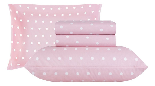 Jogo De Cama Casal Sultan 180f Sonhare Prata Poá 4 Peças Cor Rosa