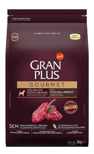 Ração Granplus Gourmet Cães Adultos Médio E Grande 3kg