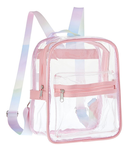 Mini Mochila Transparente Bolsillo Frontal Correa 9 X