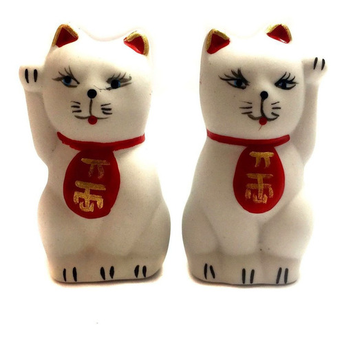 Dupla Gatos Sorte Maneki Neko Dinheiro Clientes Sucesso 290