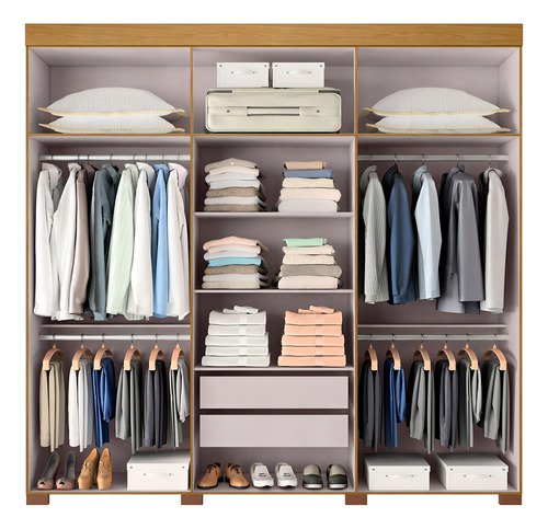 Guarda-roupa Casal Ita 6 Portas 2 Gavetas Com Espelho Flex Cor Marrom