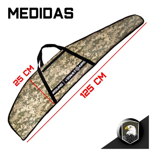 Imagen 2 de 10 de Funda Rifle Mira 125 Cm Acolchada Camu Pixel Swat Airguns
