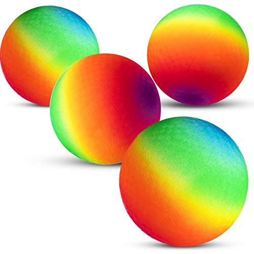 Pelotas Inflables Goma Niños Diseño Arcoíris 22cm 4 Unidades