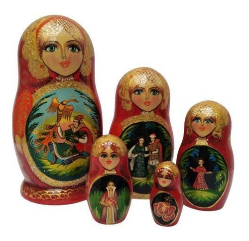 Muñecas Rusas Tradicional Decoracion Hogar Navidad 19 Cm 5pc
