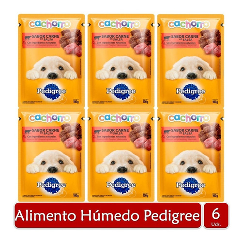 Imagen 1 de 2 de Pedigree Alimento Húmedo Para Perros Cachorro Res 100g X6uds