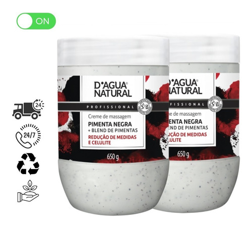 Kit 2 Creme De Massagem Pimenta Negra 650g - Dagua Natural