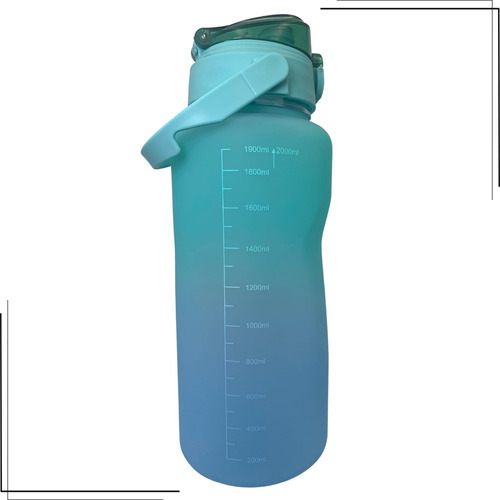 Garrafa 2 Litro Squeeze Motivacional Infantil Academia Alça Cor Azul-turquesa