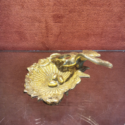 Estatuilla De Bronce Macizo Figura Pájaro Ave Animal Dorado (Usado)