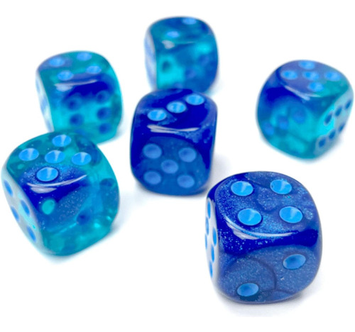Dados Gemini D6 - Azul Luminoso Y Claro - Set De 12 Pzs