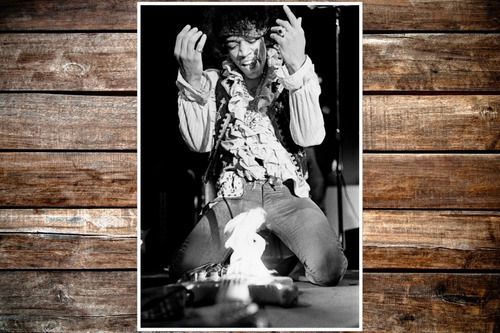 Poster Lamina Jimi Hendrix Blanco Y Negro 47,5 X 32,5 Cm