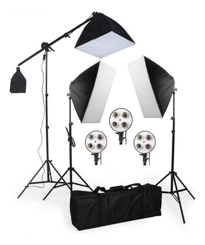 Kit Iluminação 3 Soft-box 50x70 Girafa Para 12 Lampadas C/ Nf