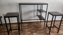 Comprar Desayunador Hierro Y Madera Con 2 Banquetas