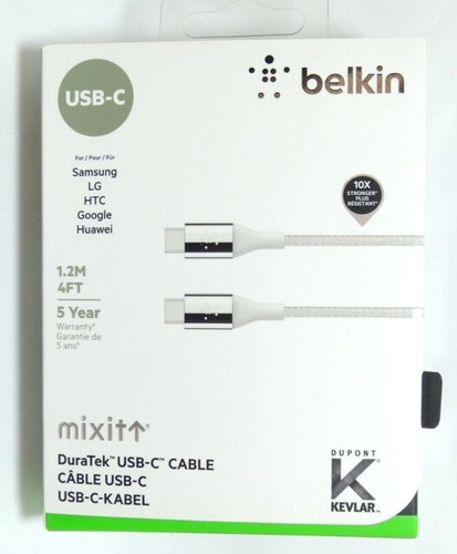 Cable Belkin Usb C - Usb C Largo 1.2m Enmallado 