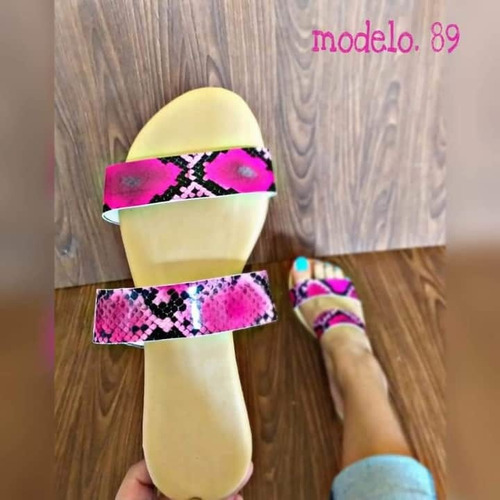 Sandalias Mayoreo 2 Tiras Fiusha Vibora Dama Fashion