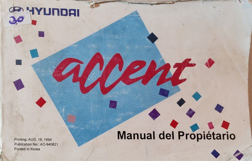 Manual Del Propietario Hyundai Accent  1994(aa171