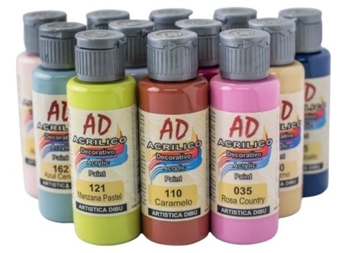 Set Acrílicos Ad 60 Ml X 36 Unidades Pintura Acrílica