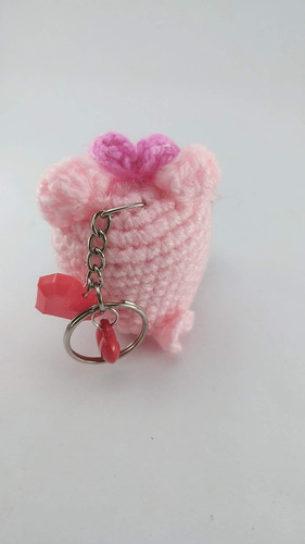Amigurumi Cerditos Crochet 7cm Llavero Moño Rosa