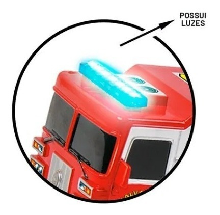 Imagem 5 de 5 de Carro Bombeiro Bate E Volta Resgate Som Luzes 30 Cm Dm Toys