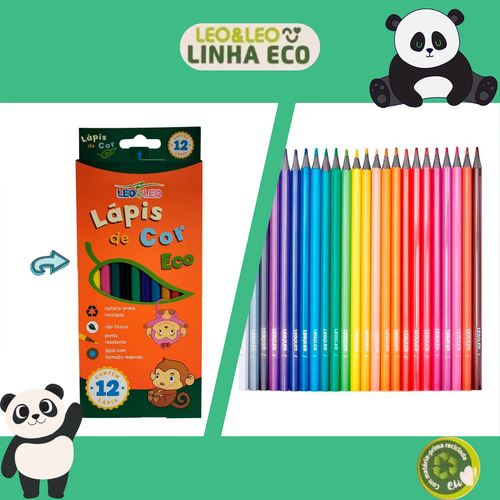 Comprar Kit 2 Caixas Lápis De Cor 12 Cores Grande Leo Eco