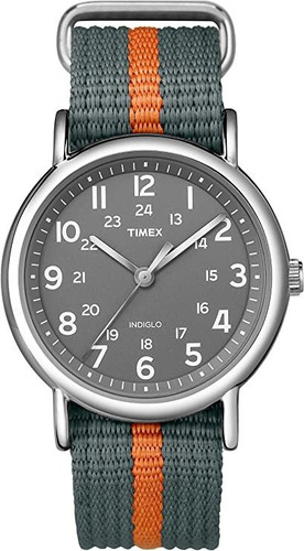 Timex Weekender Slip-thru Watch - Gray/orange Stripe