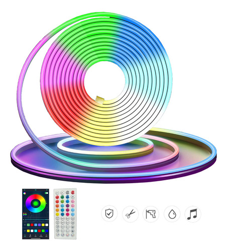 Tira Led Multicolor 5m Rgb Neón Control Audiorítmica App 