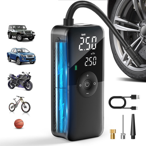 Compressor Portátil Para Pneu 30l Min Com Luz Led