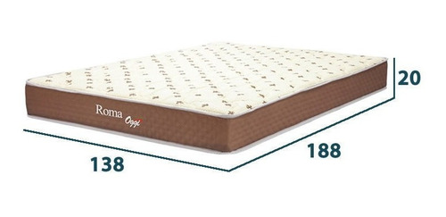 Imagen 2 de 2 de Colchón 2 Plazas Cama Sommier Antiacaros 110kg Espuma 138x188x20cm Mulata Oggi Soft Roma Super Firme y Super Liviano