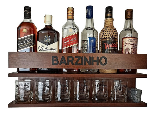 Mini Bar Parede Barzinho Adega Decoração - Imbuia Bp6026ni1