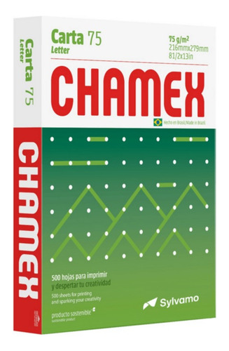 Resma Papel Carta - Chamex, 500 Hjs 75 Grs