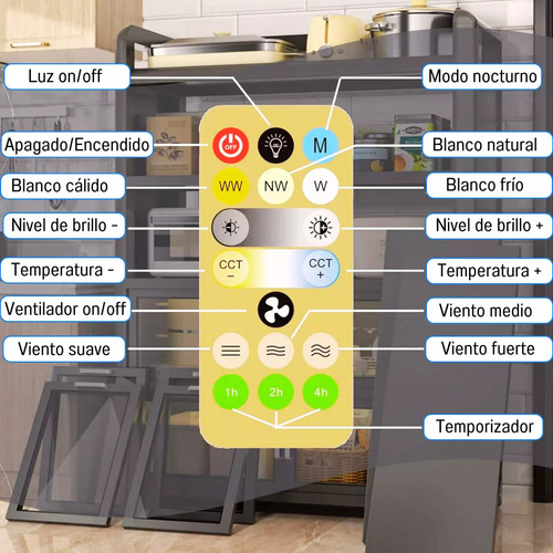Foco Led 35w Lampara Moreka Fs-136 Ventilador Blanco Frio Natural Calido Efecto Cristal Con Control Dimeable Silencioso 3 Velocidades