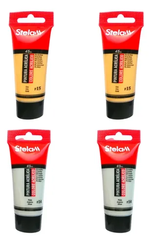 Set Oro Y Plata Pintura Acrilica Dorado Plateado Metalizado | Cuotas