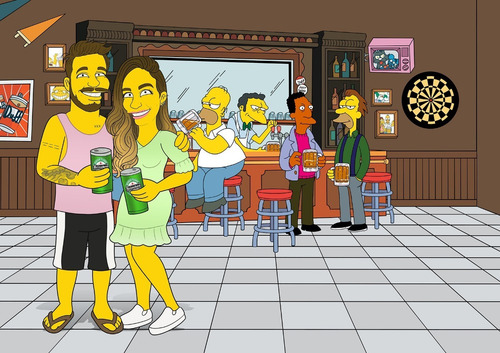 Caricatura Rosto Estilo Simpsons - Personalizada