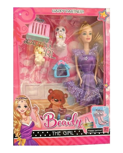 Muñeca Tipo Barbie Beauly  Mascotas Y Accesorios
