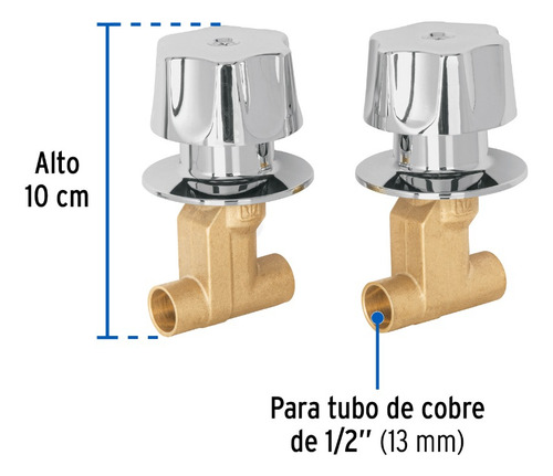 Juego Llaves Empotrar Soldables, Maneral Metálico, Basic