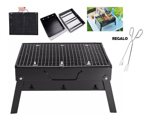 Parrillera Asados Grill Bbq Portatil Plegable Terraza Balcon Color Negro