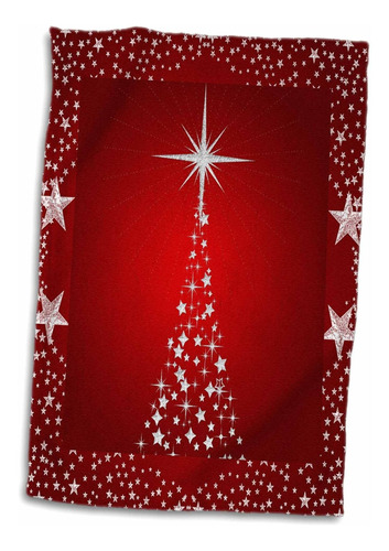 Árbol De Navidad Silver Star Con Fondo Rojo Festivo To...