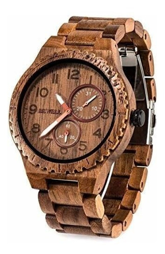 Relojes De Madera Bewell Para Hombres Fecha Analógico Cuarz