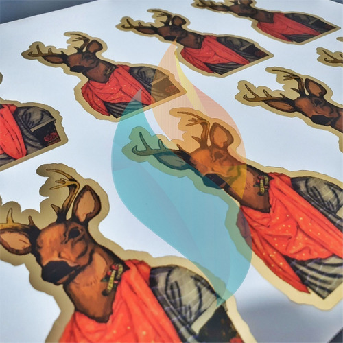 Opp Holográfico Papel Metalizado Autoadhesivo A3 Para Laser Color Dorado