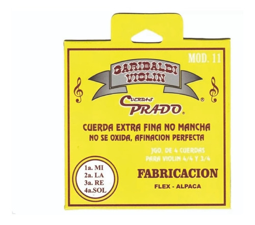 Encordadura Juego De Cuerdas Para ViolĂn Garibaldi Alpaca
