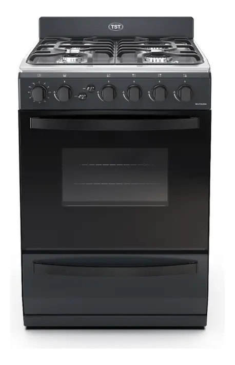 Cocina Waykuna 57cm 4 Hornallas Negro Mate TST