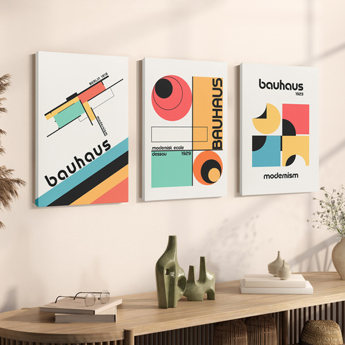 Set X3 Cuadros Decorativos 30x45 - Bauhaus 03 - Canvas