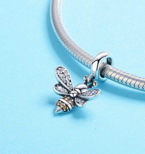 Charm Para Pulsera Colgante Abeja Brillante Plata 925