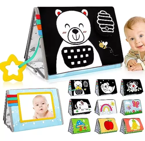 Juguetes de espejo para el tiempo de barriga, juguetes 3 en 1 para bebés de  0 a 6 a 12 meses, juguetes Montessori sensoriales para bebés recién