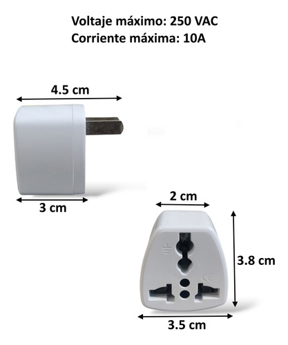 Adaptador Corriente Universal Viaje Clavija Convertidor 3 Pz