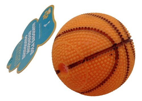 Brinquedo Para Pet Bola De Basquete C Apito 7cm Cor Laranja