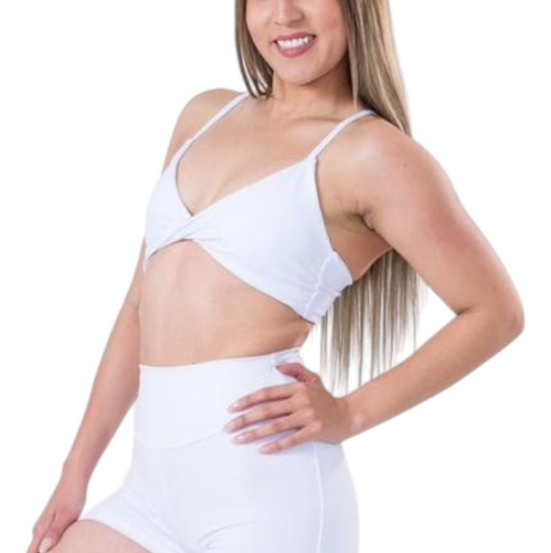 Top Copas Tirantes Twist Deportivo Gym Sharkk Fit Insp Color Blanco Serigrafía Unitalla